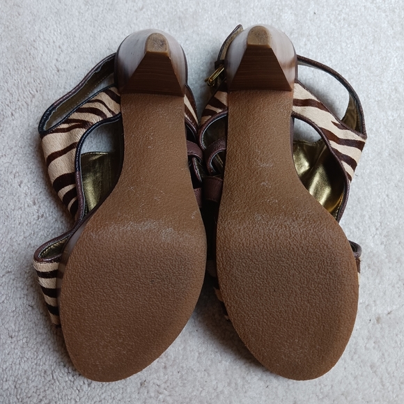 Cow Leather Zebra Print Platform Sandals - Picture 6 of 8
